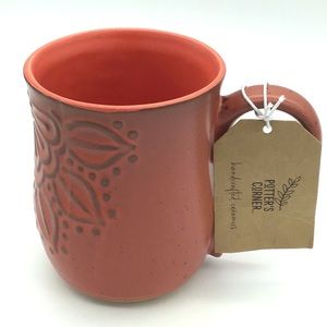 Potters Corner Coffee Mug Floral Half Mandala Art Embossed Oversize NWT